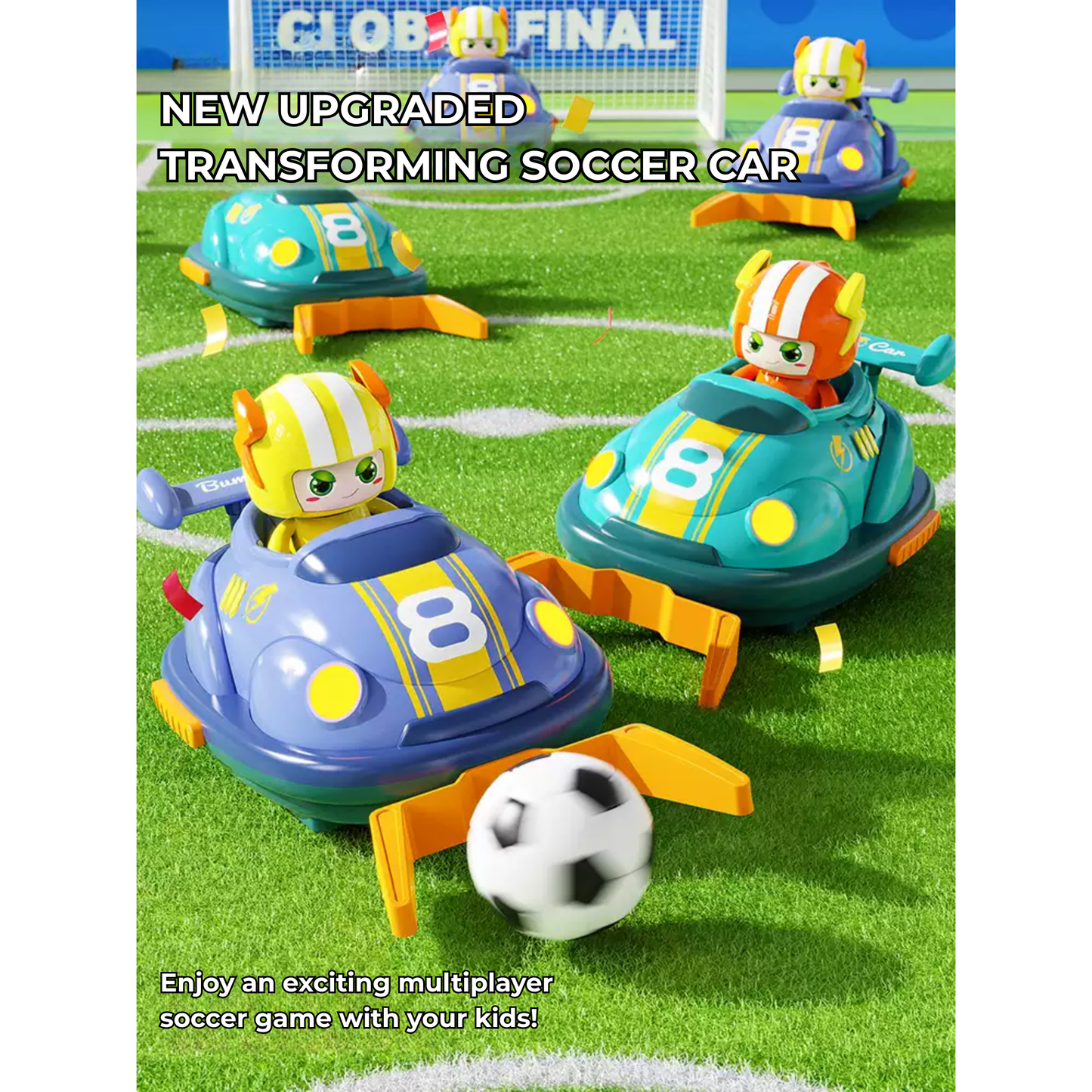 RC Bumper Car for Kids – Drift Kart, 2-Player Battle & Soccer Mode