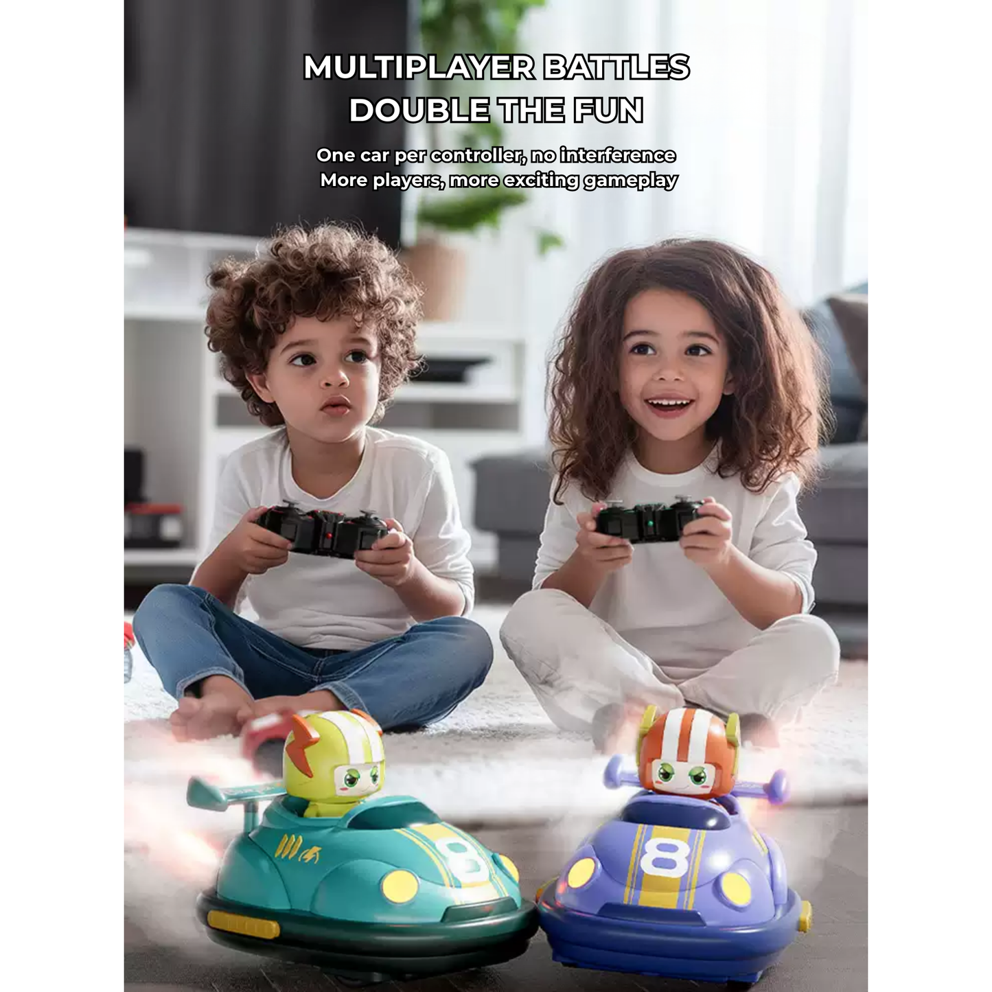 RC Bumper Car for Kids – Drift Kart, 2-Player Battle & Soccer Mode